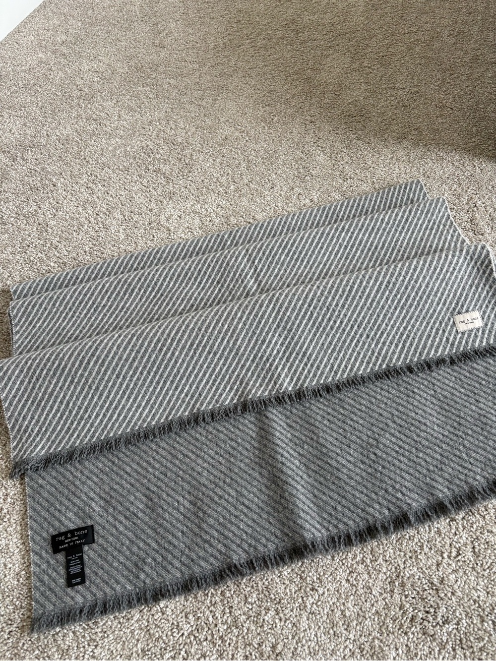 rag & bone Striped Gray Wool Wrap